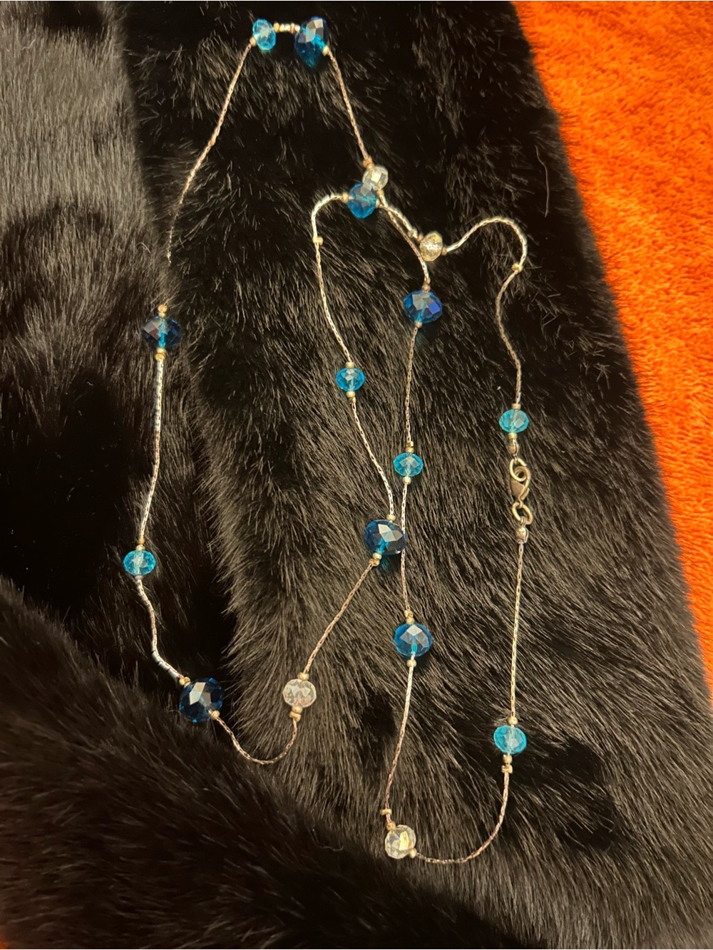 Blue Crystal Bead Long Necklace - Women Jewelry